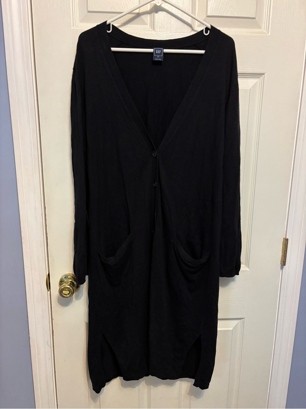Gap Black Long Sleeve Button Front Duster Cardigan Sweater Silk Blend - XXL